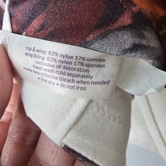 Cacique Intuition Full Coverage Womens Bra 40DDD Ivory Cream Brown Fall Leaves - Picture 10 of 11